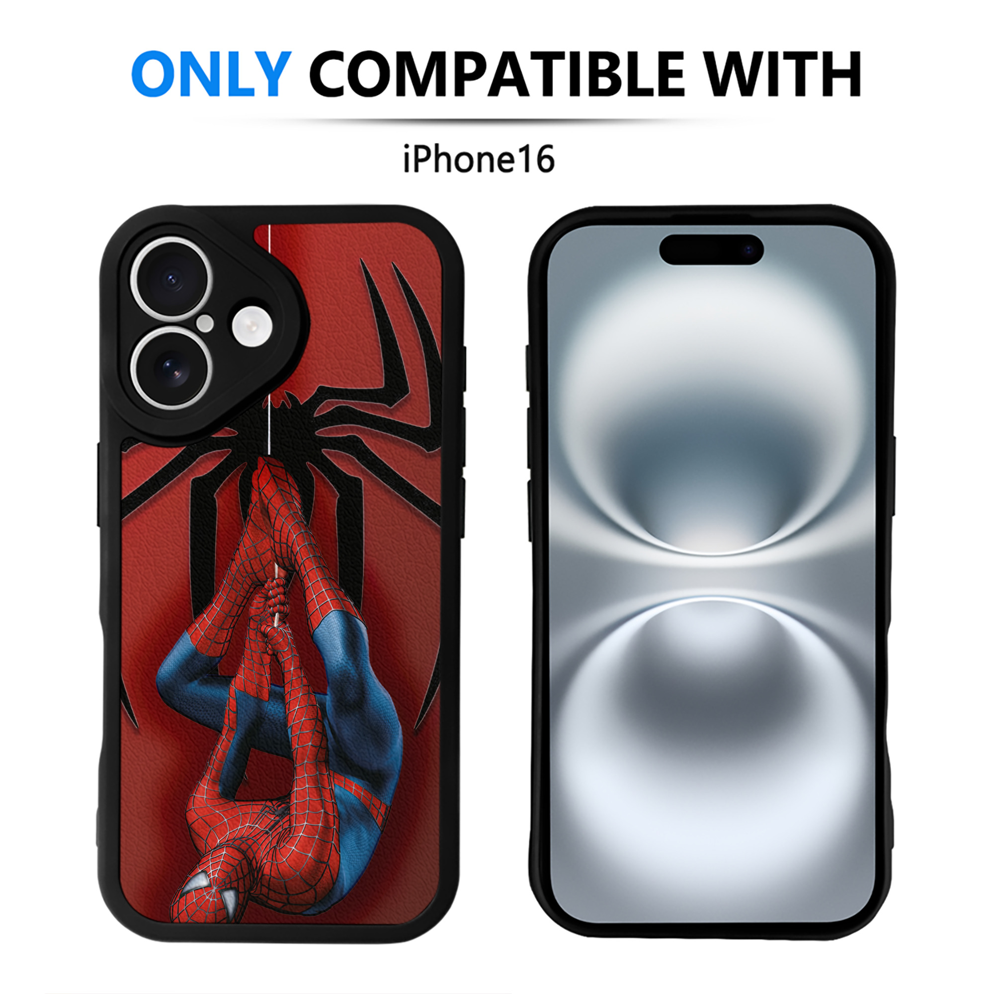 （画像用） Spider Man スパイダーマン 【iPhone 16シリーズ対応】シリコンスマホケース（レザー調） 材質：シリコン